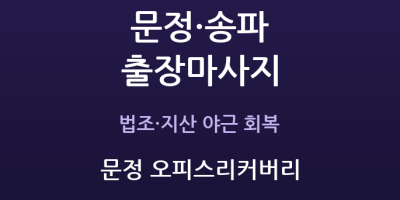 송파 출장마사지 - 문정역 법조타운 지식산업센터 야근 어깨 목 눈피로 방문 홈케어